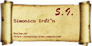 Simonics Irén névjegykártya